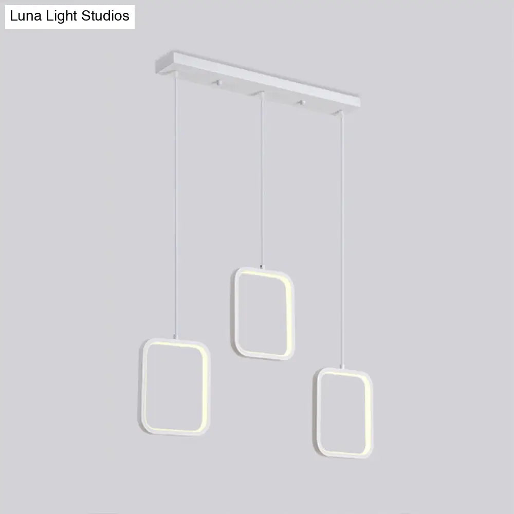 Contemporary Led Acrylic Ceiling Light Fixture - Black/White Square Drop Pendant In Warm/White