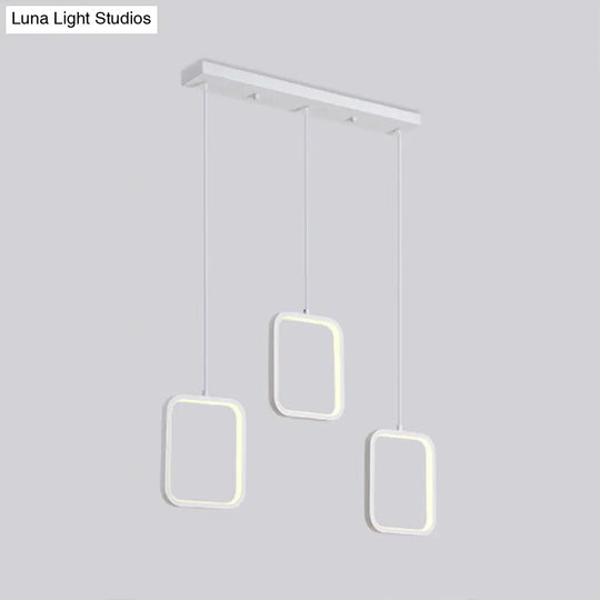 Contemporary Led Acrylic Ceiling Light Fixture - Black/White Square Drop Pendant In Warm/White