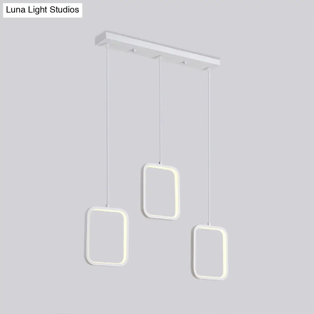 Contemporary Black/White Square Drop Pendant Led Acrylic Ceiling Light Fixture - Warm/White Lighting