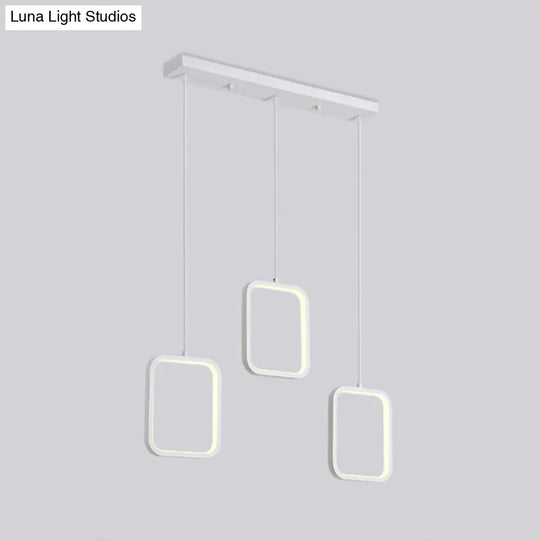 Contemporary Black/White Square Drop Pendant Led Acrylic Ceiling Light Fixture - Warm/White Lighting