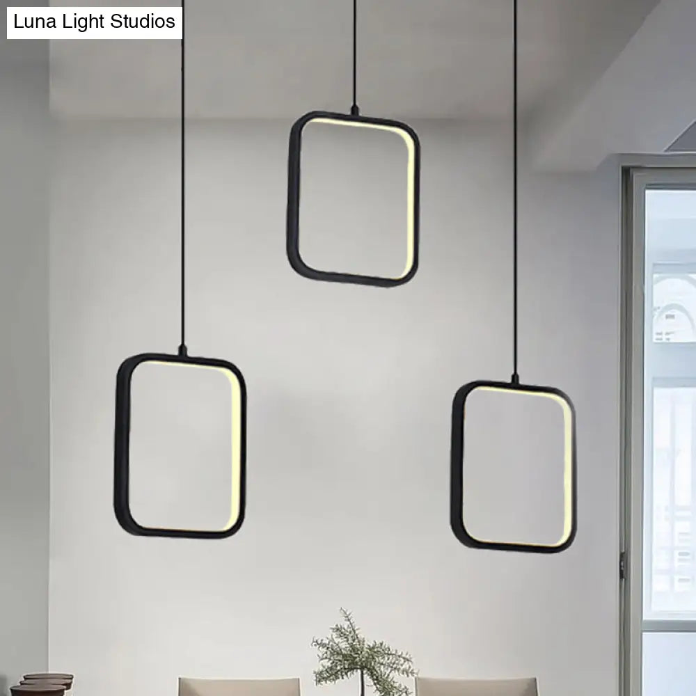 Contemporary Black/White Square Drop Pendant Led Acrylic Ceiling Light Fixture - Warm/White Lighting