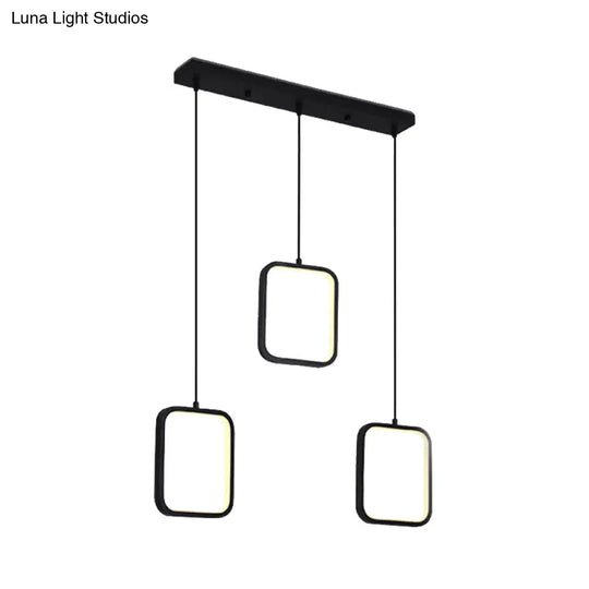 Contemporary Black/White Square Drop Pendant Led Acrylic Ceiling Light Fixture - Warm/White Lighting