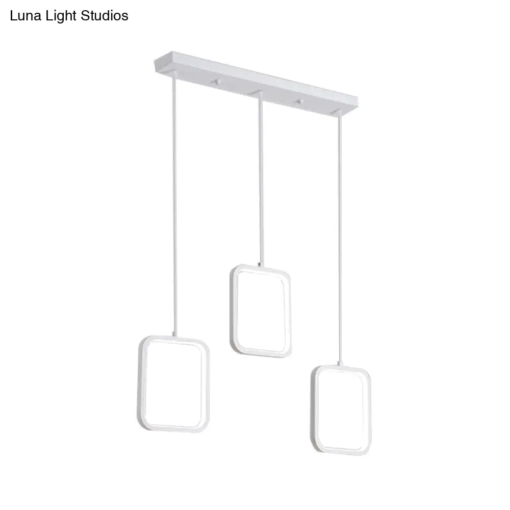 Contemporary Black/White Square Drop Pendant Led Acrylic Ceiling Light Fixture - Warm/White Lighting