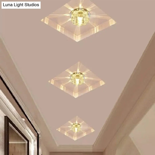 Contemporary Blossom Crystal Flush Ceiling Light - Clear Led Mount Fixture