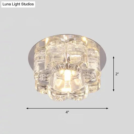 Contemporary Blossom Crystal Flush Ceiling Light - Clear Led Mount Fixture