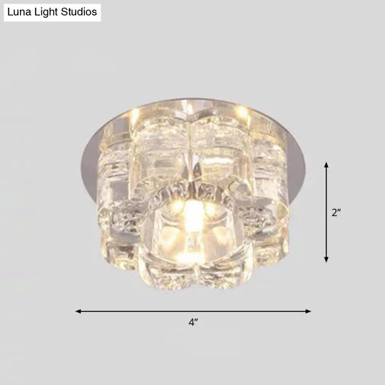 Contemporary Blossom Crystal Flush Ceiling Light - Clear Led Mount Fixture