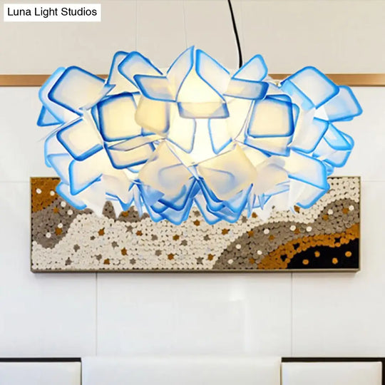 Contemporary Brown/Blue/Purple Blossom Drop Pendant Ceiling Lamp - 21/27.5 Wide 1-Light Acrylic