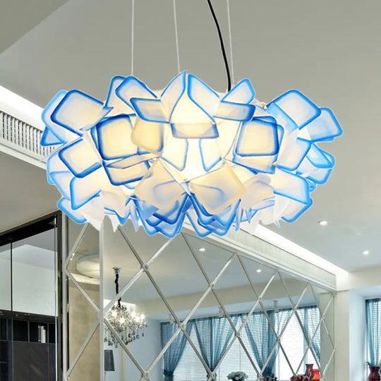 Contemporary Blossom Drop Pendant Ceiling Lamp - Brown/Blue/Purple 21’/27.5’ Wide 1-Light