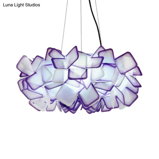 Contemporary Blossom Drop Pendant Ceiling Lamp - Brown/Blue/Purple 21’/27.5’ Wide 1-Light