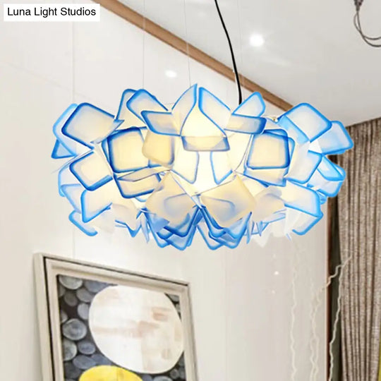 Contemporary Brown/Blue/Purple Blossom Drop Pendant Ceiling Lamp - 21/27.5 Wide 1-Light Acrylic