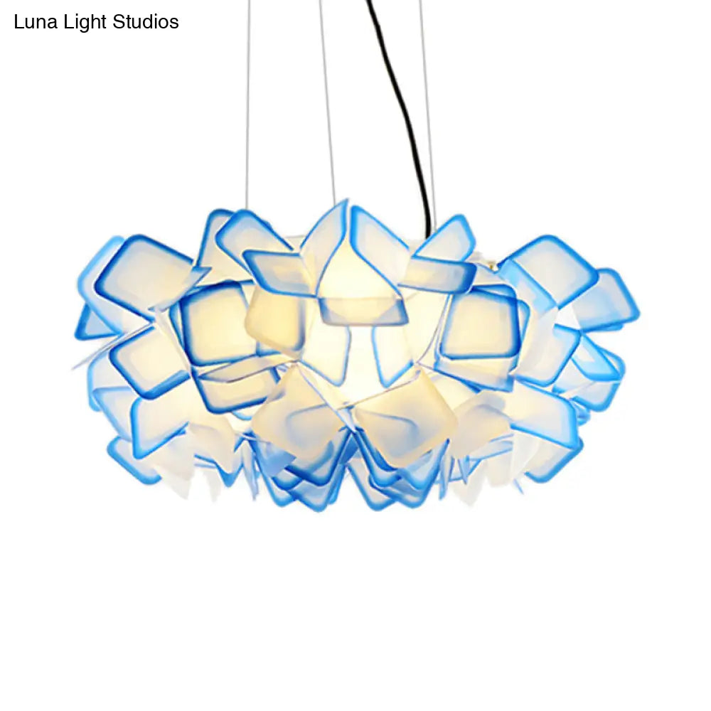 Contemporary Brown/Blue/Purple Blossom Drop Pendant Ceiling Lamp - 21/27.5 Wide 1-Light Acrylic