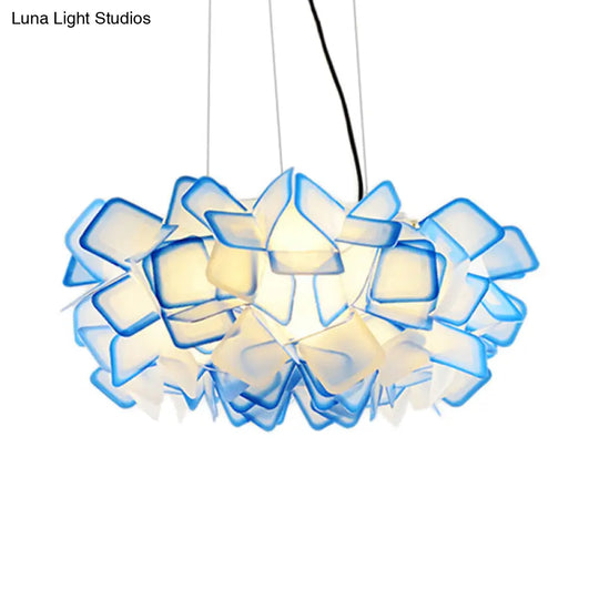 Contemporary Brown/Blue/Purple Blossom Drop Pendant Ceiling Lamp - 21/27.5 Wide 1-Light Acrylic