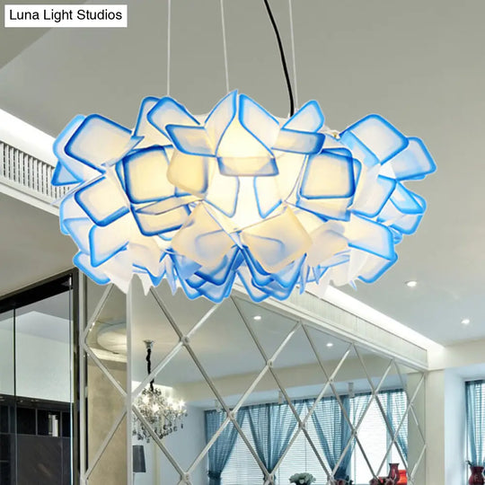 Contemporary Brown/Blue/Purple Blossom Drop Pendant Ceiling Lamp - 21/27.5 Wide 1-Light Acrylic