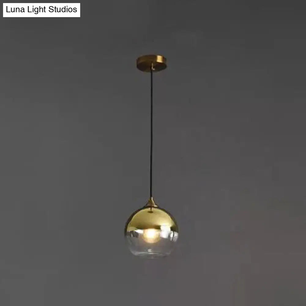 Modern Blown Glass Sphere Pendant Lights For Bedroom Gold / Round