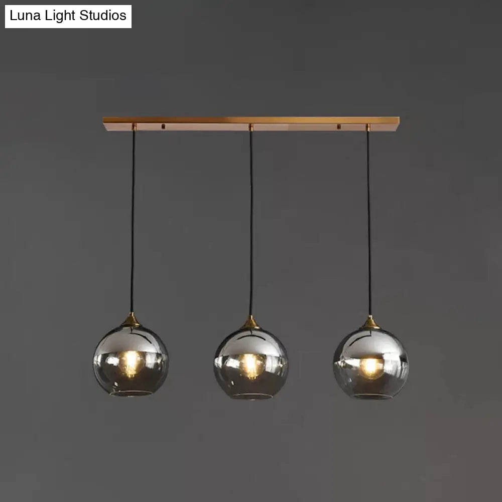 Modern Blown Glass Sphere Pendant Lights For Bedroom Silver / Linear