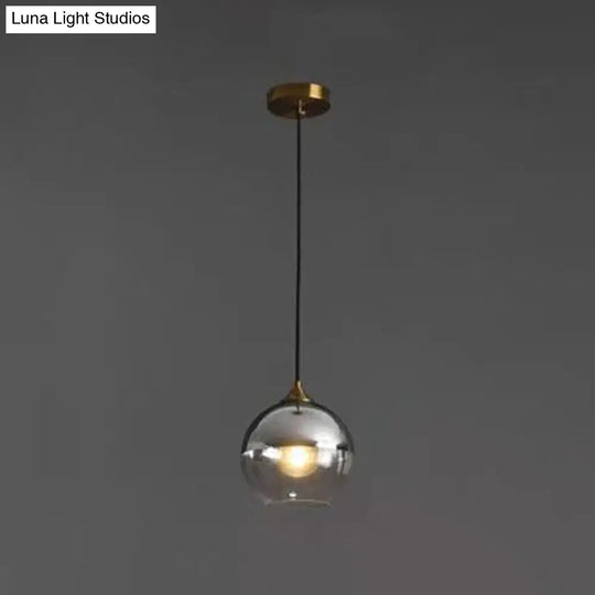 Modern Blown Glass Sphere Pendant Lights For Bedroom Silver / Round