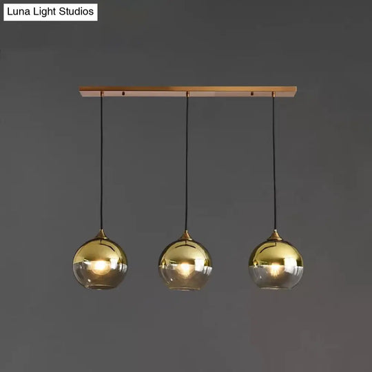 Modern Blown Glass Sphere Pendant Lights For Bedroom Gold / Linear