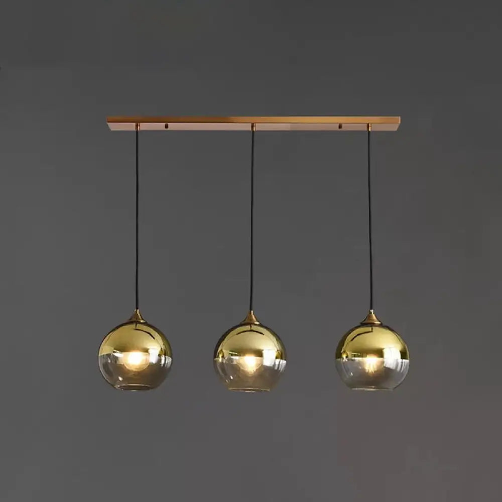 Contemporary Blown Glass Sphere Pendant Lights For Bedrooms Gold / Linear