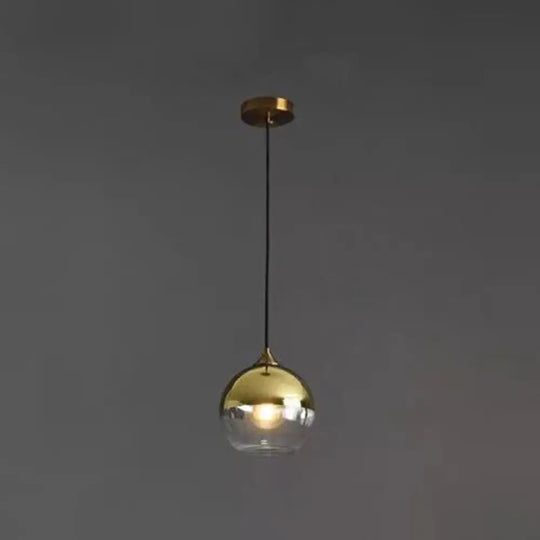 Contemporary Blown Glass Sphere Pendant Lights For Bedrooms Gold / Round