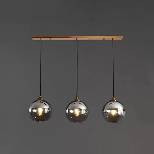 Contemporary Blown Glass Sphere Pendant Lights For Bedrooms Silver / Linear