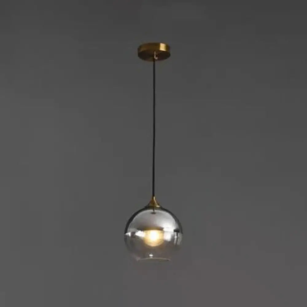 Contemporary Blown Glass Sphere Pendant Lights For Bedrooms Silver / Round