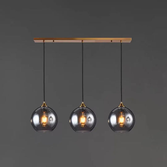 Contemporary Blown Glass Sphere Pendant Lights For Bedrooms Smoke Gray / Linear