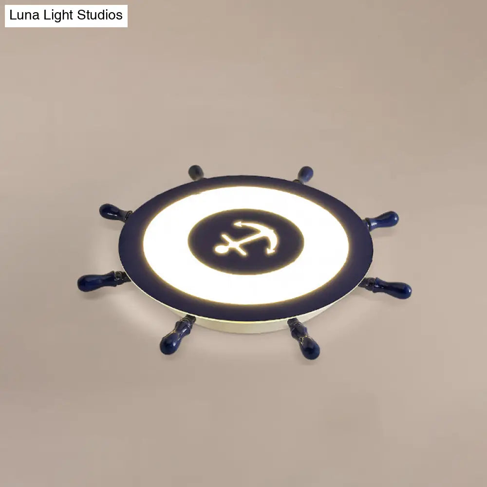 Contemporary Blue Led Flush Ceiling Light For Child’s Room - Resin Rudder Design