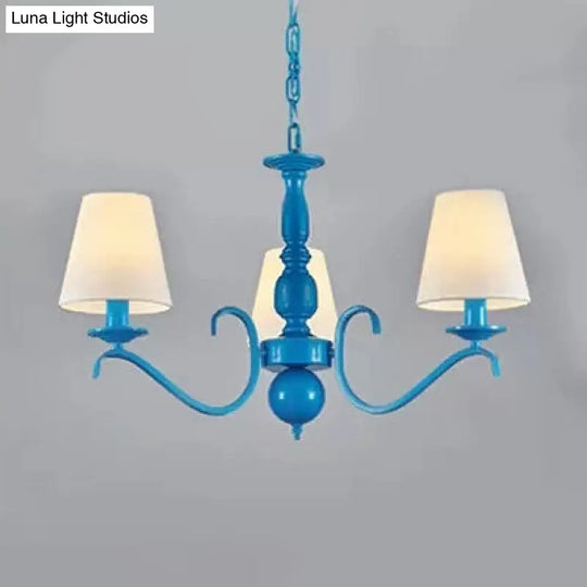 Contemporary Blue Pendant Lamp: 3 Bulb Metal Chandelier For Boys Bedroom