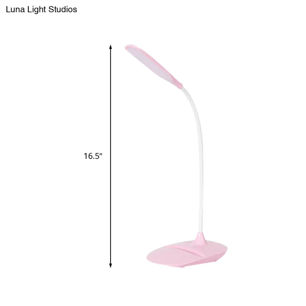 Contemporary Blue/Pink/White Led Desk Lamp Stylish Plastic Table For Bedside Study