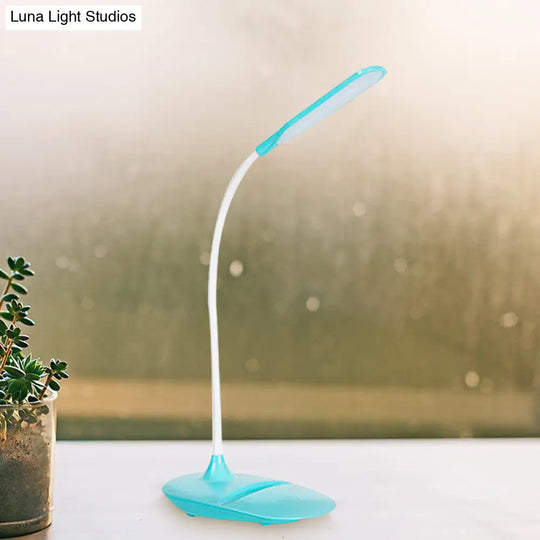 Contemporary Blue/Pink/White Led Desk Lamp Stylish Plastic Table For Bedside Study