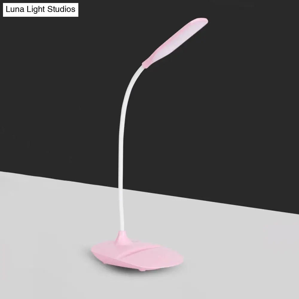 Contemporary Blue/Pink/White Led Desk Lamp Stylish Plastic Table For Bedside Study