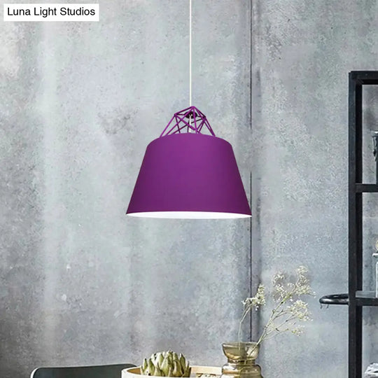 Contemporary Metal Cone Pendant Light - Blue/Purple/Pink 1-Light Stylish For Restaurants