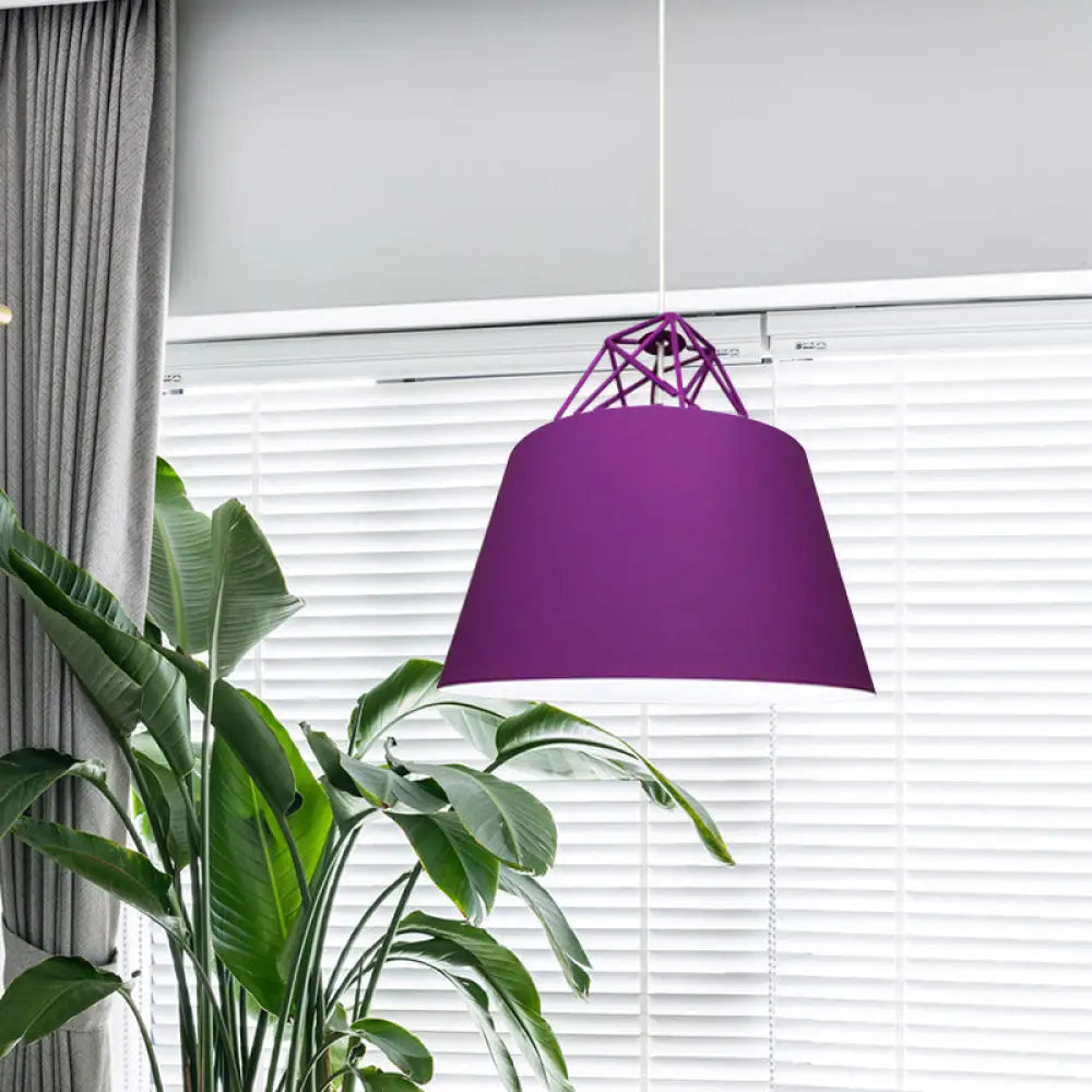 Contemporary Blue/Purple/Pink Cone Pendant Light: Stylish Metal 1-Light Fixture For Restaurants