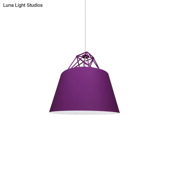 Contemporary Blue/Purple/Pink Cone Pendant Light: Stylish Metal 1-Light Fixture For Restaurants