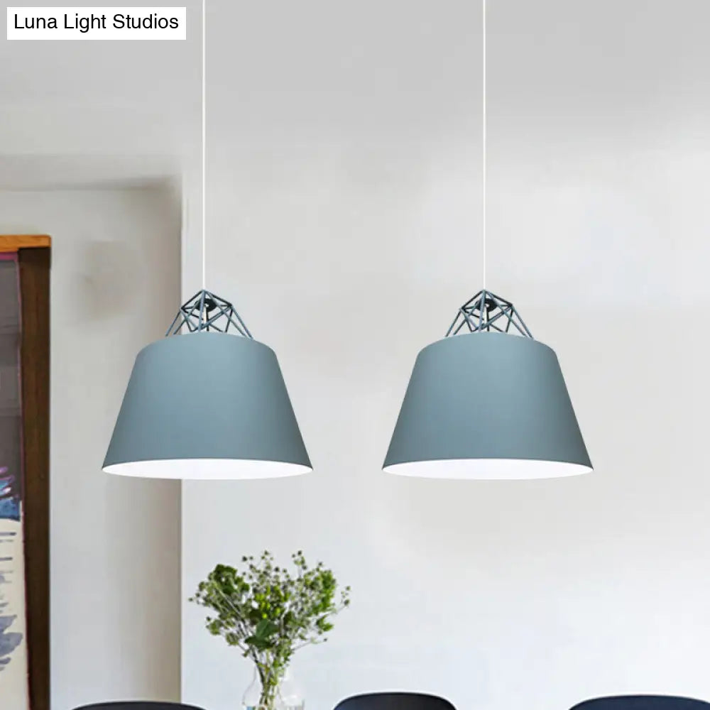 Contemporary Metal Cone Pendant Light - Blue/Purple/Pink 1-Light Stylish For Restaurants