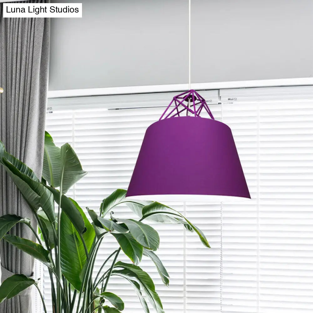 Contemporary Metal Cone Pendant Light - Blue/Purple/Pink 1-Light Stylish For Restaurants Purple