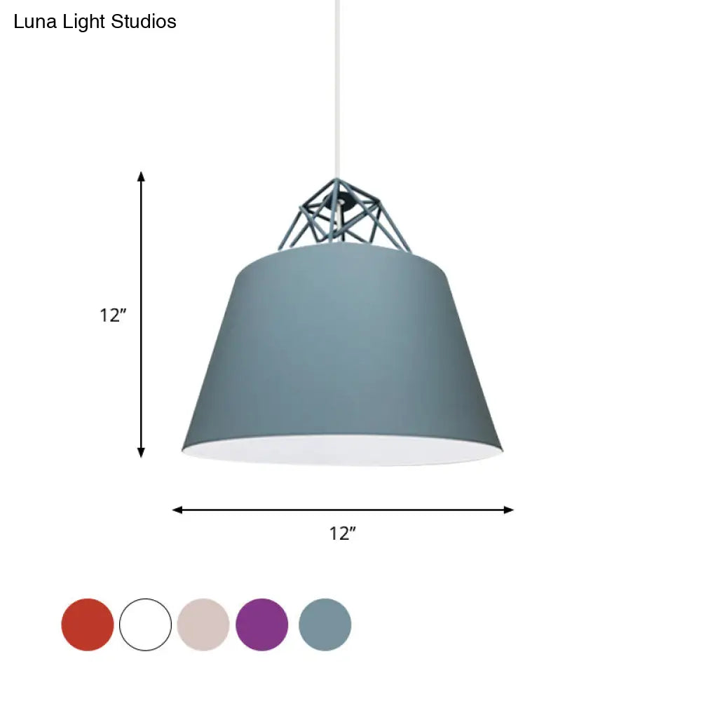 Contemporary Metal Cone Pendant Light - Blue/Purple/Pink 1-Light Stylish For Restaurants