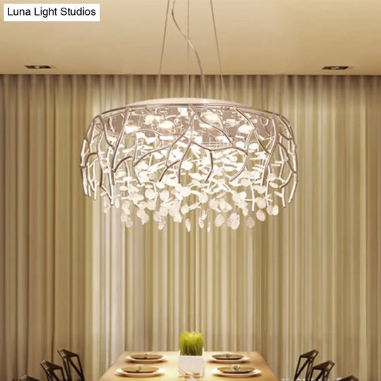 Contemporary Branch Chandelier: Ripple Glass Led Warm/White Light