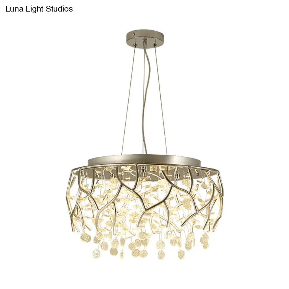 Contemporary Branch Chandelier: Ripple Glass Led Warm/White Light