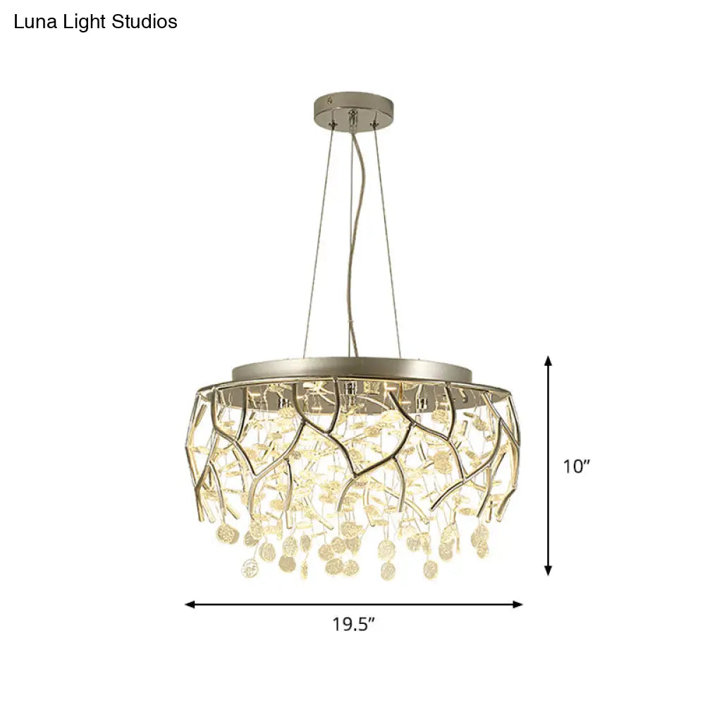 Contemporary Branch Chandelier: Ripple Glass Led Warm/White Light