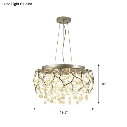 Contemporary Branch Chandelier: Ripple Glass Led Warm/White Light