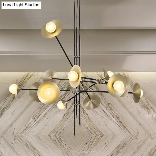 Contemporary Brass 3/6/12-Light Flared Shade Hanging Metal Suspension Chandelier Lamp Pendant