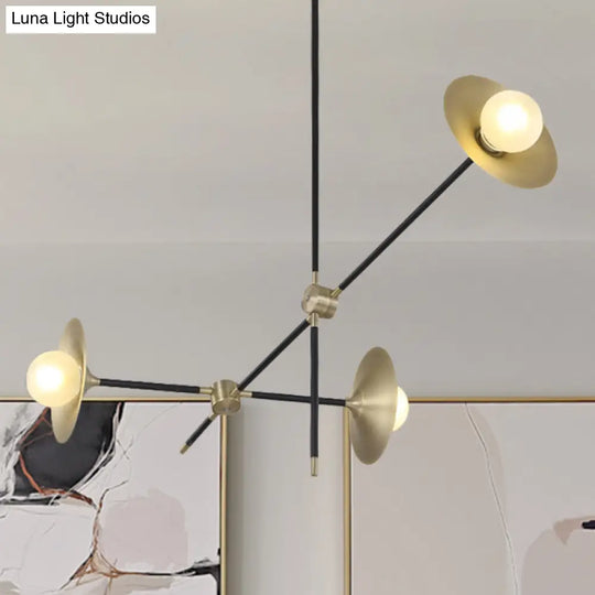 Contemporary Brass Hanging Chandelier With Flared Shade - 3/6/12 Lights Metal Suspension Lamp 3 /