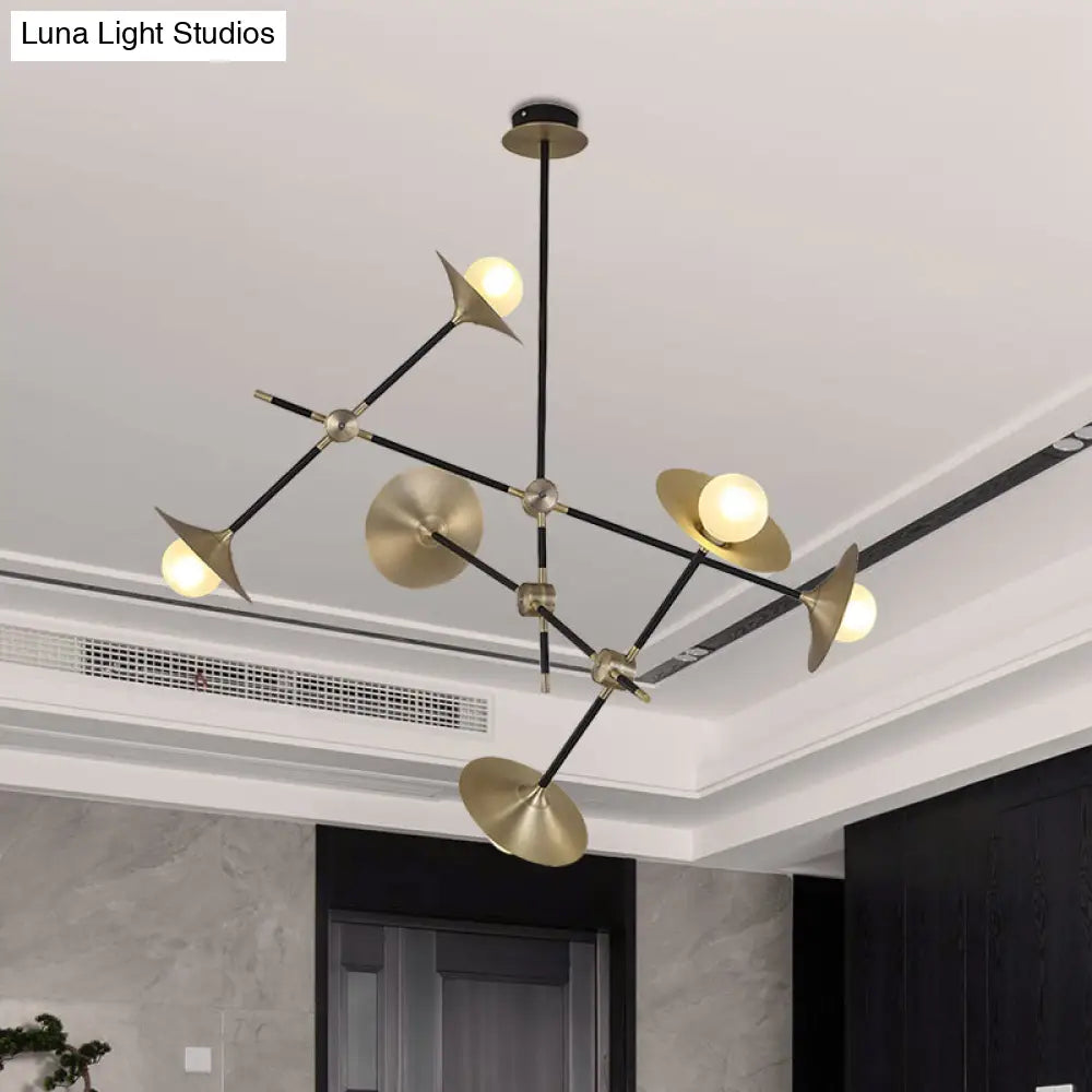 Contemporary Brass 3/6/12-Light Flared Shade Hanging Metal Suspension Chandelier Lamp Pendant