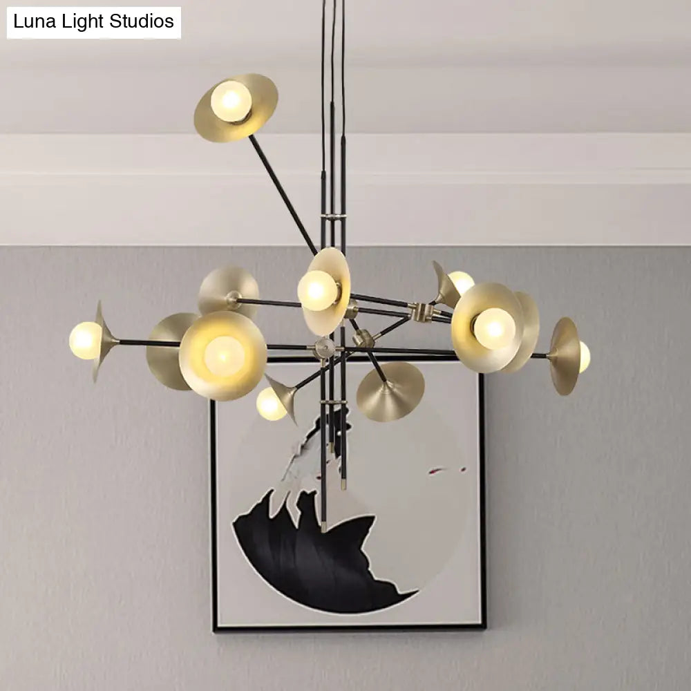 Contemporary Brass 3/6/12-Light Flared Shade Hanging Metal Suspension Chandelier Lamp Pendant