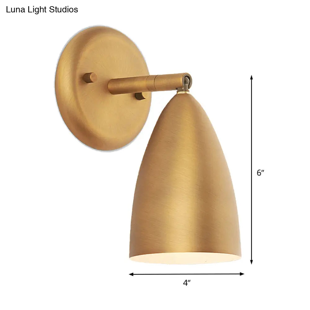 Contemporary Brass Bedroom Sconce - Elongated Dome Wall Mount Lamp