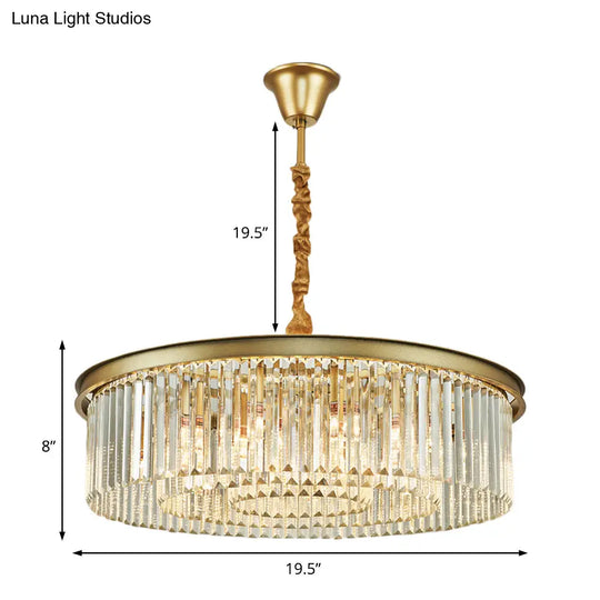 Contemporary Brass Chandelier - 6/12 Lights 19.5’’/25.5’’ Dia Flush Mount With Crystal