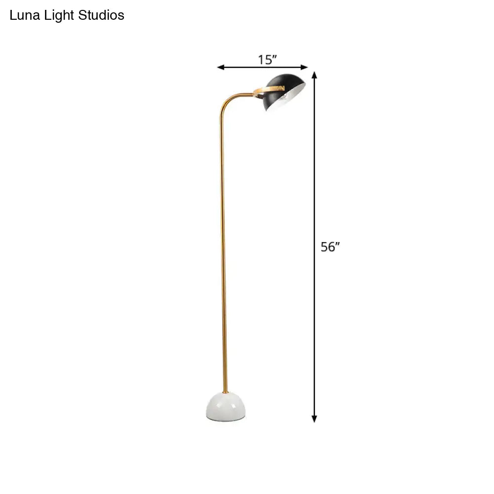 Contemporary Brass Dome Floor Lamp - Adjustable Metallic Reading Light