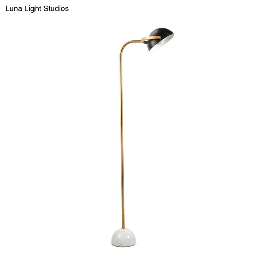 Contemporary Brass Dome Floor Lamp - Adjustable Metallic Reading Light