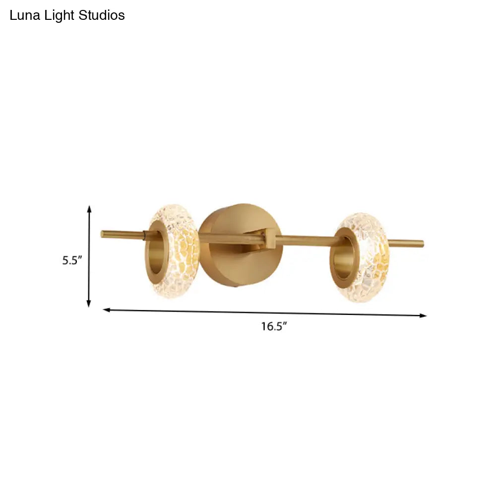 Contemporary Brass Double Oval Wall Light With Led Mount - Crystal Design